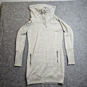 Athleta Sport It Cowl Neck Sweater Tunic Dress Heather Beige XS